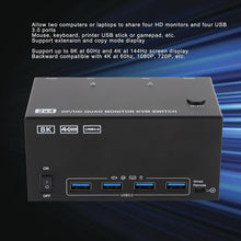 Charger l'image dans la galerie, KVM Switch Partage 2 ordinateurs sur 4 écrans - USB 3.0
