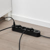 Prise quadruple 2 ports USB, noir, 3.0 m